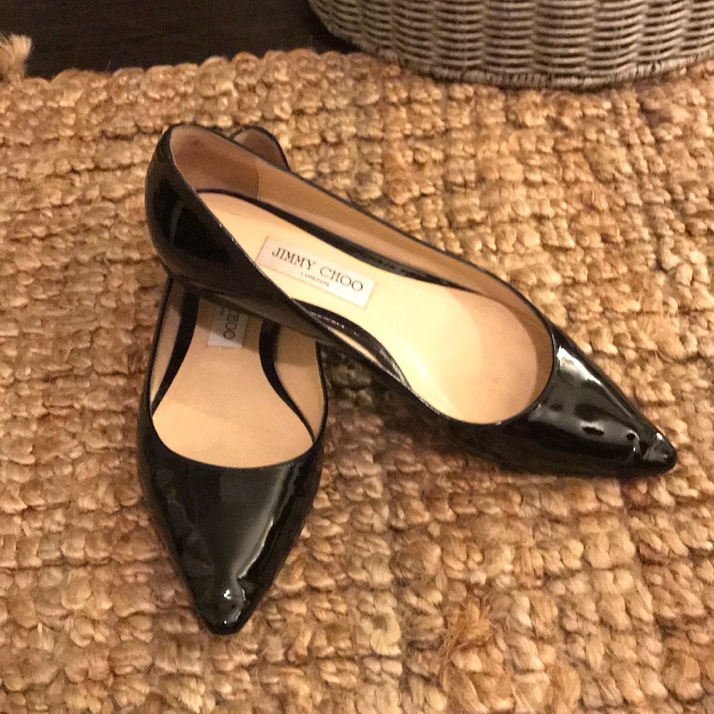 JIMMY CHOO ROMY PATENT POINTY TOE FLAT